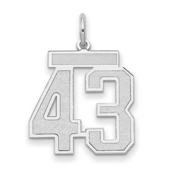 14k White Gold, Jersey Collection, Medium Number 43 Pendant